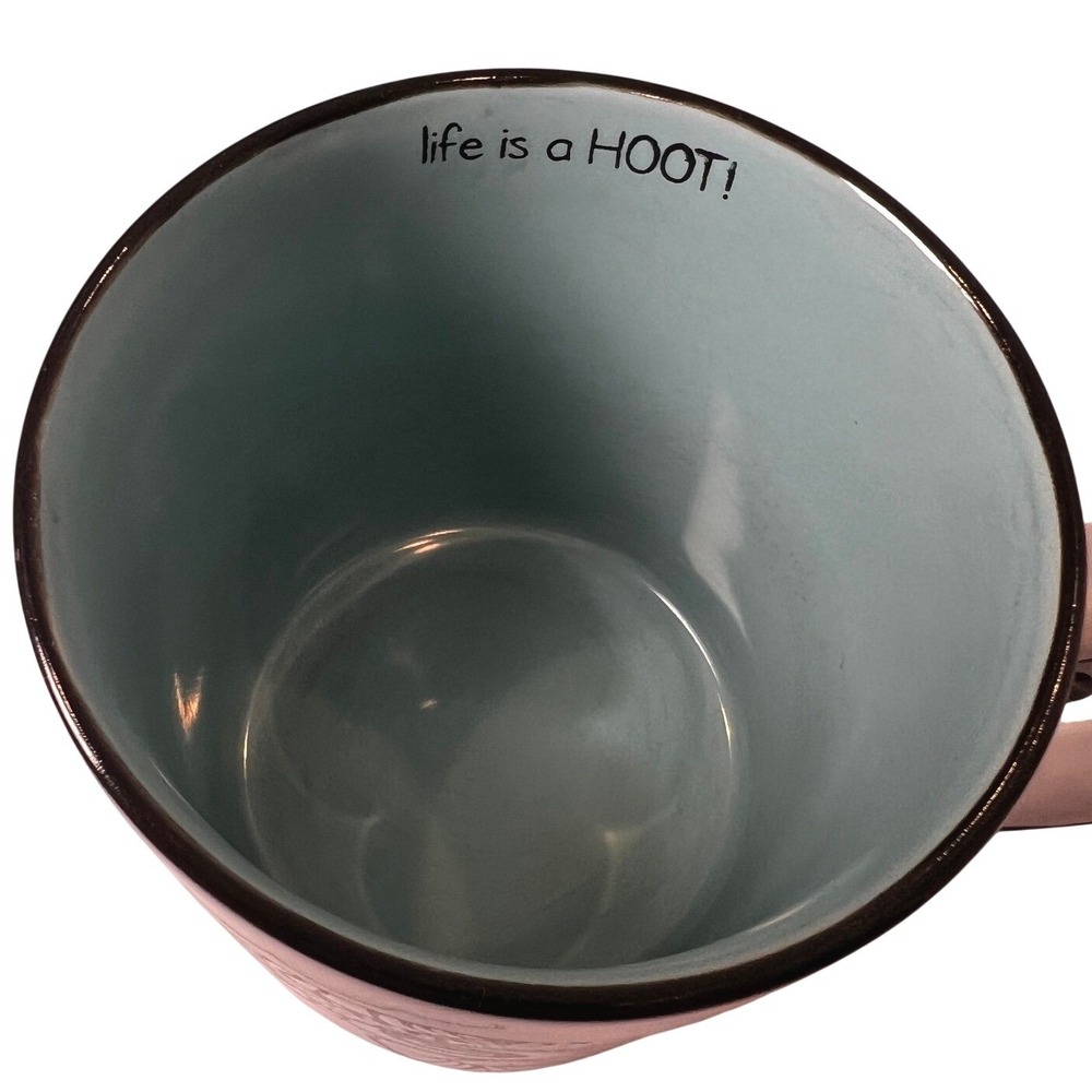 Spectrum Owl Coffee Mug - Life Is A Hoot - Teal Interior Ceramic Whimsical - Picture 4 of 5